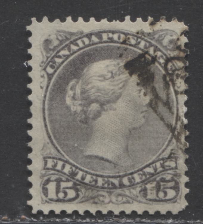 Lot 388 Canada #30 15c Grey Queen Victoria, 1868-1897 Large Queen Issue, A Fine Used Example Second Ottawa Printing, Perf. 12.2, Stout Vertical Wove