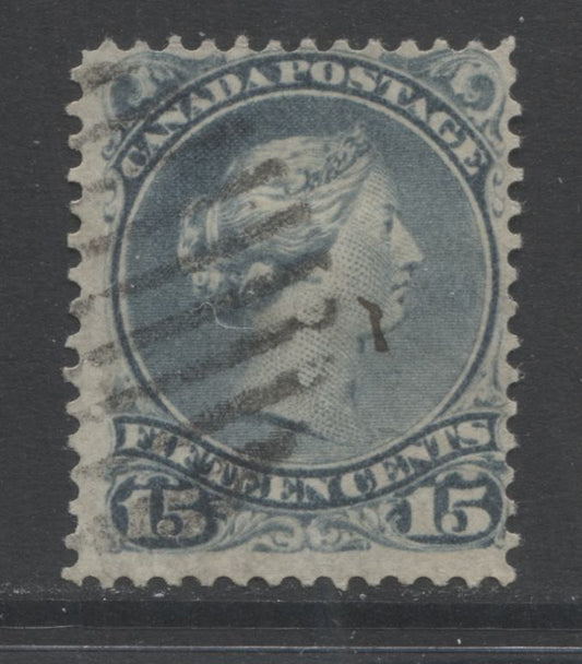 Lot 39 Canada #30b 15c Blue Gray Queen Victoria, 1868-1897 Large Queen Issue, A Fine Used Single On Vertical Wove Paper From The Late Montreal Printing, Perf 12.2 x 12.1