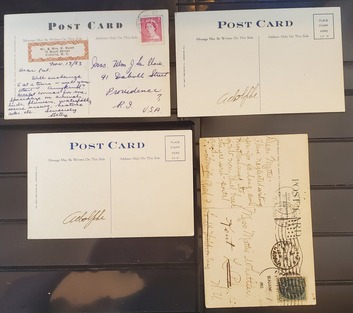 A Group of 4 Postcards From Victoria BC, Showing Various Views, From The 1900's, 1930's and 1950's, Overall Fine and VF, Net Est. $8