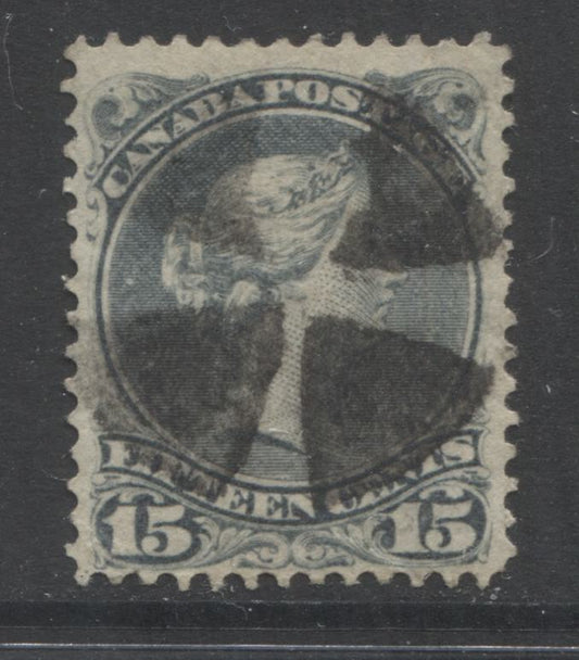 Lot 40 Canada #30i 15c Greenish Slate (Slate) Queen Victoria, 1868-1897 Large Queen Issue, A Fine Used Single On Vertical Wove Paper From The Late Montreal Printing, Perf 12.2
