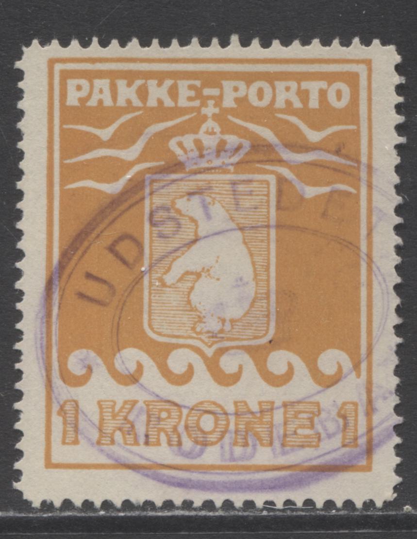 Lot 4 Greenland SC#A8a 1KR Brownish-Orange 1930 Pakke-Porto Parcel Post Issue, A VF Used Example, Click on Listing to See ALL Pictures