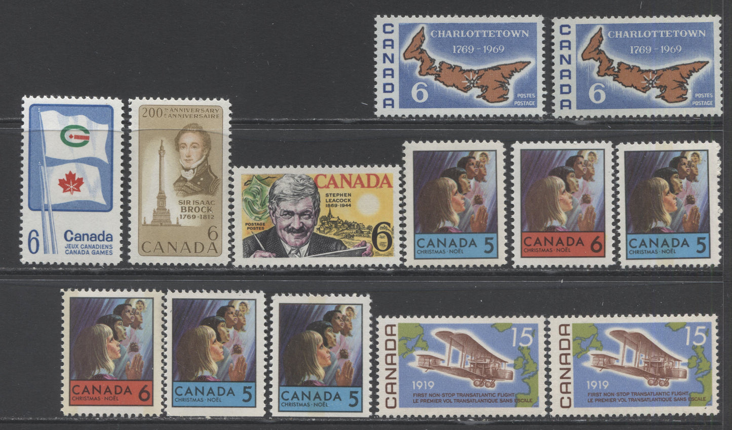 Lot 401 Canada #490-504 5c-50c Blue - Multicolored Various Subjects, 1969 Commemoratives, 26 VFNH Singles Including Most All Paper Varieties & Three Shades Of the Suzor Cote Issue