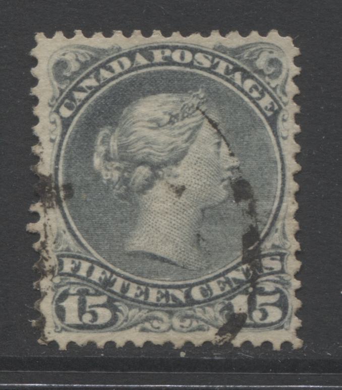 Lot 41 Canada #30i 15c Slate Gray Queen Victoria, 1868-1897 Large Queen Issue, A Very Fine Used Single On Horizontal Wove Paper From The Earlier Montreal Printing, Perf 12.2 x 12.1