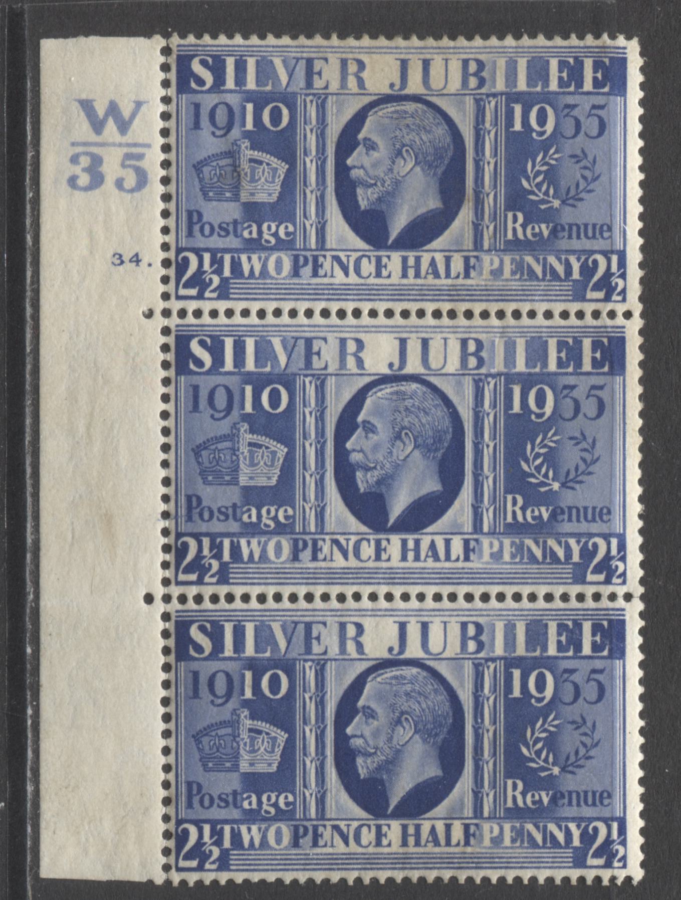 Lot 42 Great Britain SC#229 2.5d Blue 1935 Silver Jubilee, A F/VFOG Example, Click on Listing to See ALL Pictures
