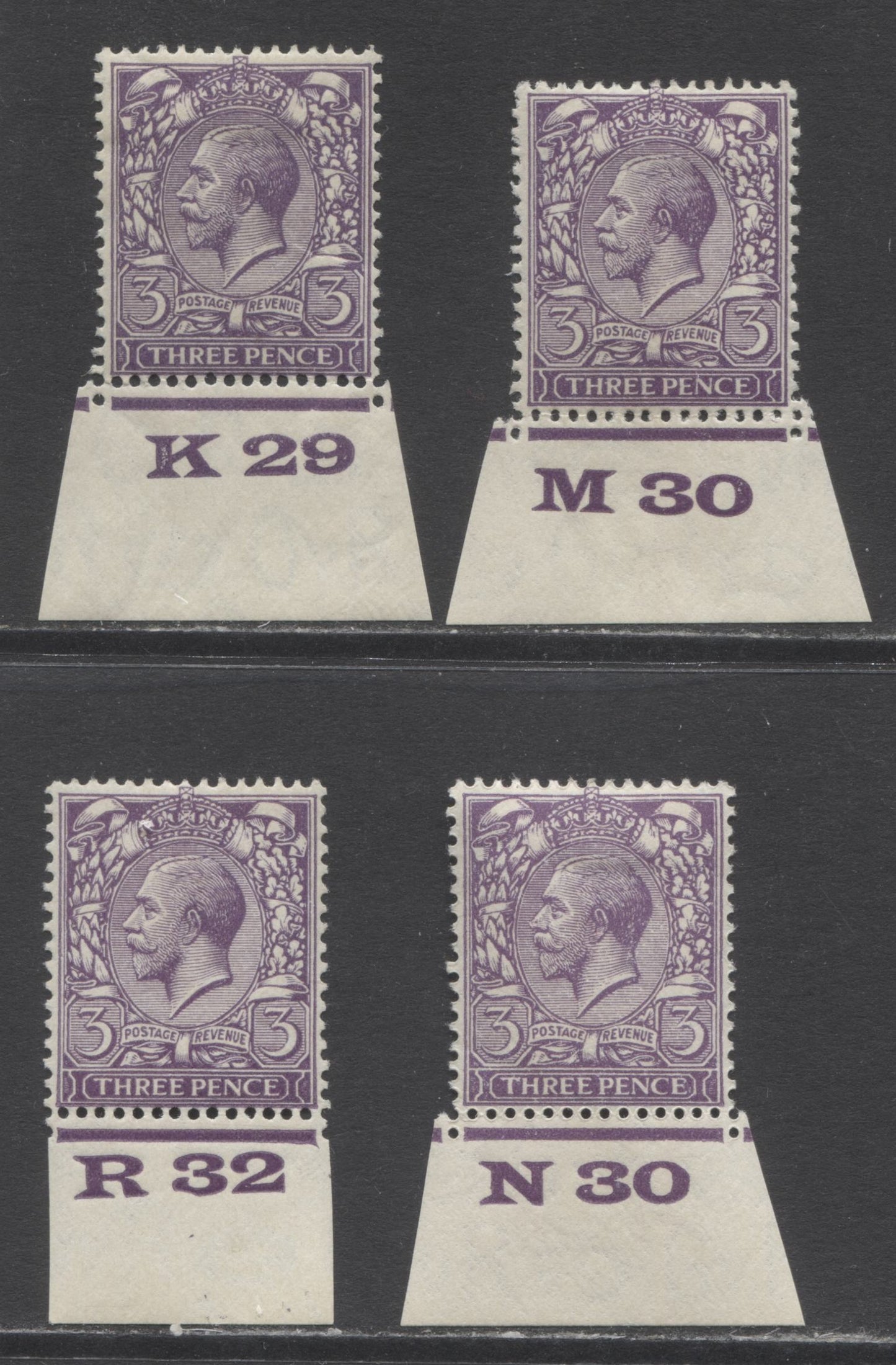 Lot 43 Great Britain SC#192/ 1924-1934 King George V Block Cypher Profile Head Issue, A F/VFOG Range Of Singles, 2017 Scott Cat. $26 USD, Click on Listing to See ALL Pictures