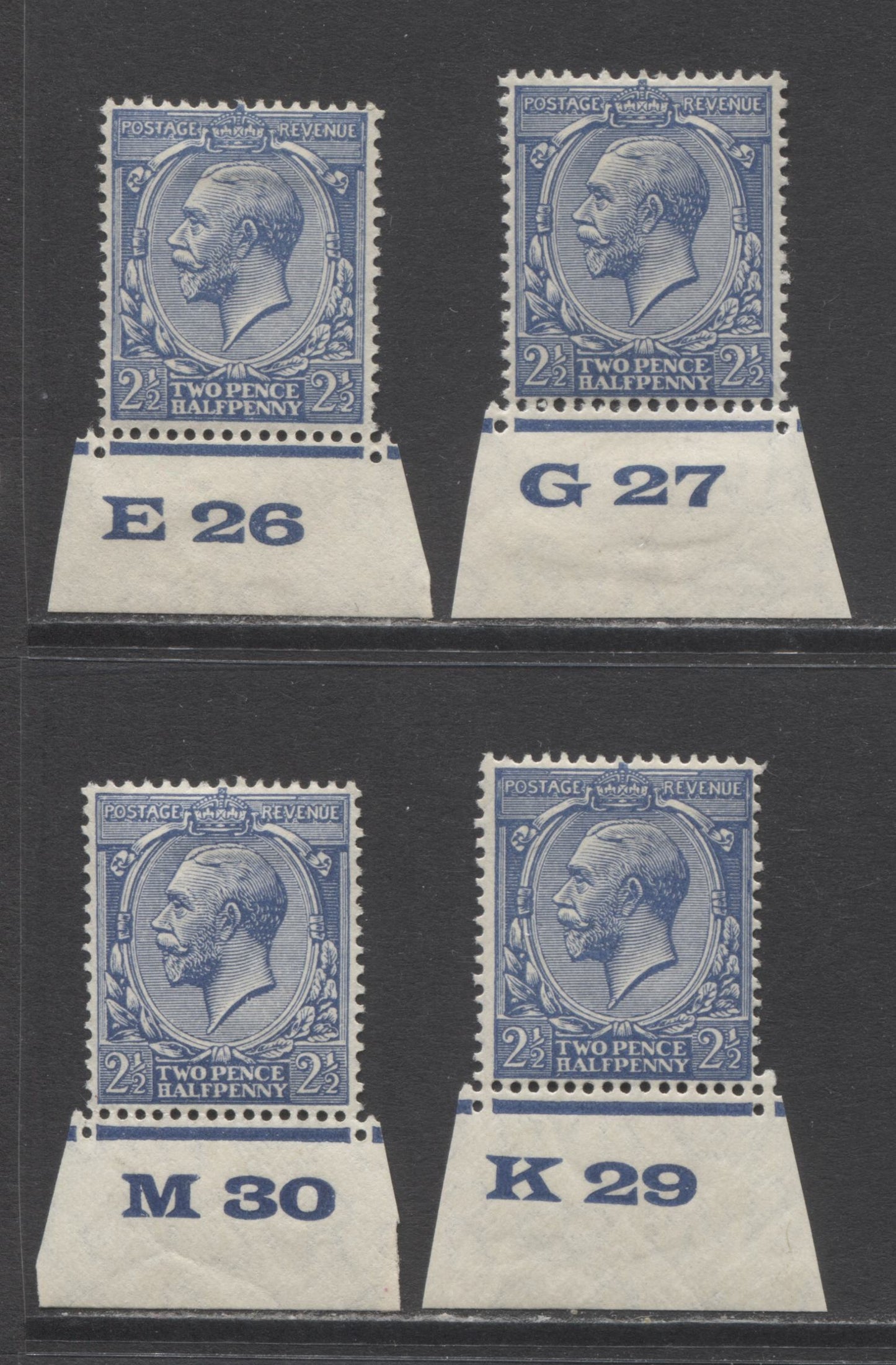 Lot 44 Great Britain SC#191/ 1924-1934 King George V Block Cypher Profile Head Issue, A F/VFOG Range Of Singles, 2017 Scott Cat. $14 USD, Click on Listing to See ALL Pictures