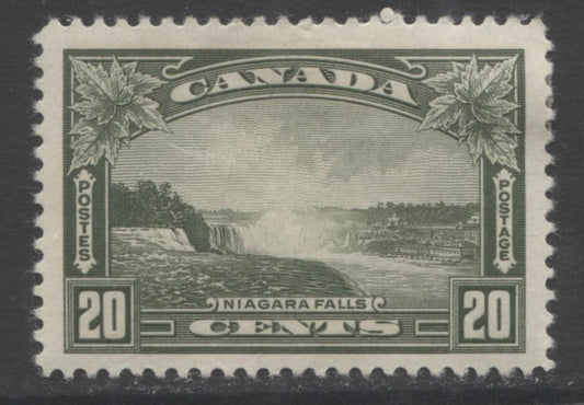 Lot 44 Canada #225 20c Olive Green Niagara Falls, 1935 Pictorial Issue, A VFOG Single On Vertical Wove Paper With Cream Gum