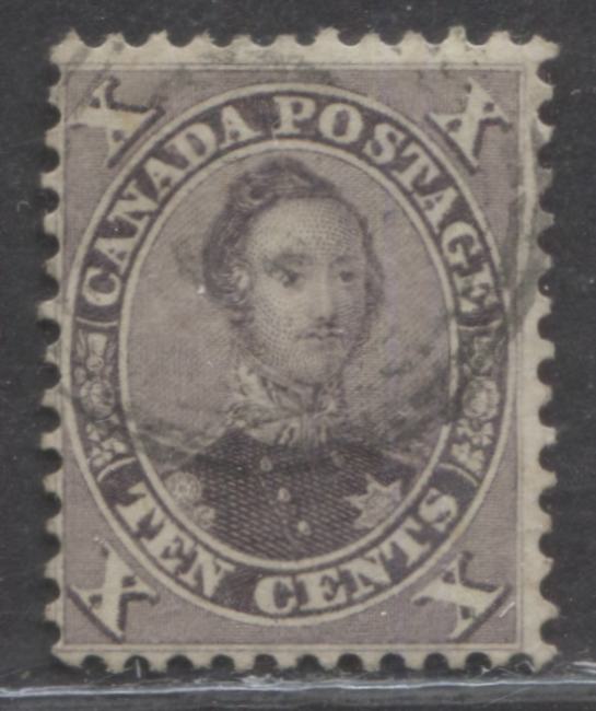 Lot 44 Canada #17a 10c Violet HRH Prince Albert, 1859-1864 First Cents Issue, A Fine Used Single, Perf 12