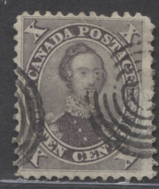 Lot 45 Canada #17a 10c Violet HRH Prince Albert, 1859-1864 First Cents Issue, A Very Good Used Single On Thinner Vertical Wove Paper, Small Tear, Perf 12
