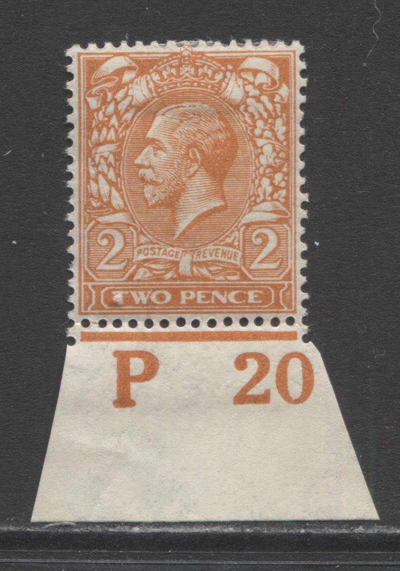 Lot 46 Great Britain SC#162d 2d Bright Orange 1913-1924 King George V Royal Cypher Profile Head Issue, A VFOG Example, Click on Listing to See ALL Pictures