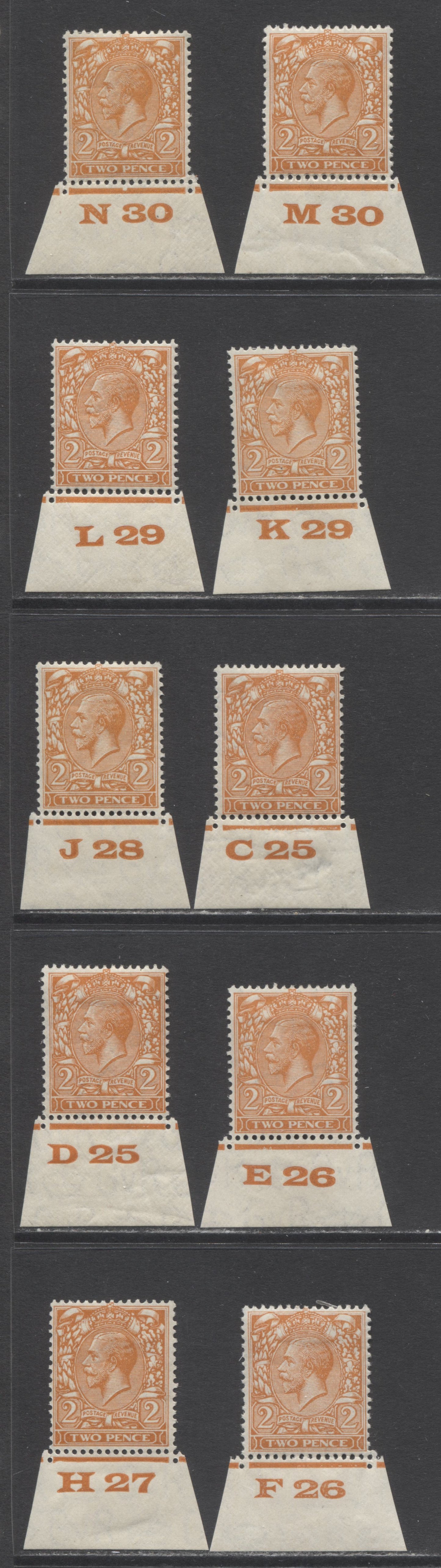 Lot 47 Great Britain SC#190/ 1924-1934 King George V Block Cypher Profile Head Issue, A F/VFOG Range Of Single, 2017 Scott Cat. $10 USD, Click on Listing to See ALL Pictures