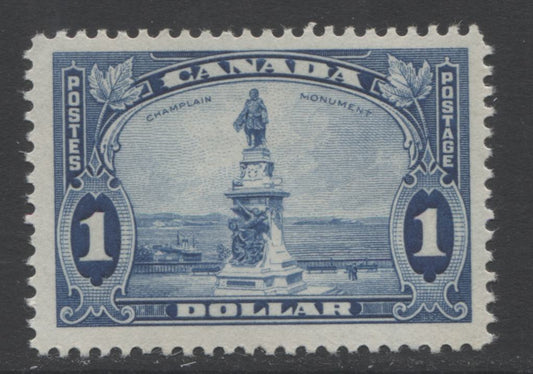 Lot 47 Canada #227 $1 Blue Champlain Statue, 1935 Pictorial Issue, A Fine OG Single With Cream Semi-Gloss Gum