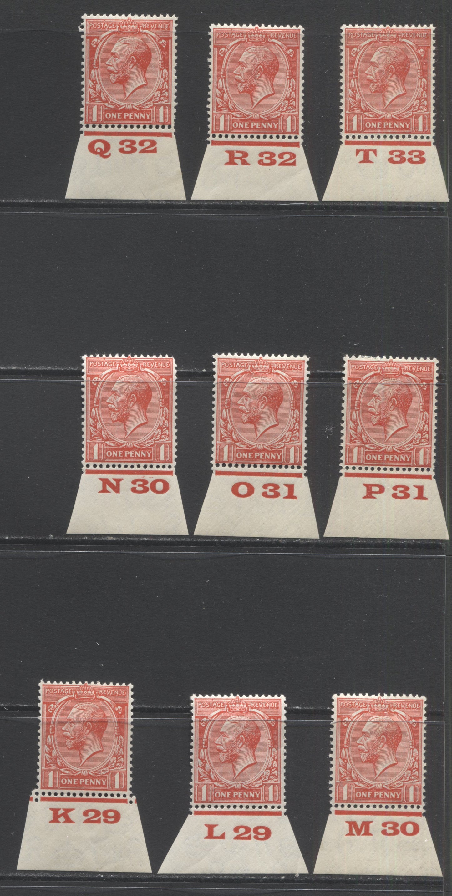 Lot 50 Great Britain SC#188/ 1924-1934 King George V Block Cypher Profile Head Issue, A F/VFOG Range Of Singles, 2017 Scott Cat. $4.5 USD, Click on Listing to See ALL Pictures