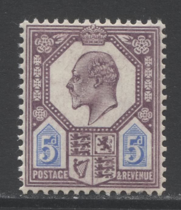 Lot 5 Great Britain SC#134c 5p Dull Purple & Ultramarine 1902-1910 King Edward VII Keyplate Definitives, A VFNH Example, Click on Listing to See ALL Pictures