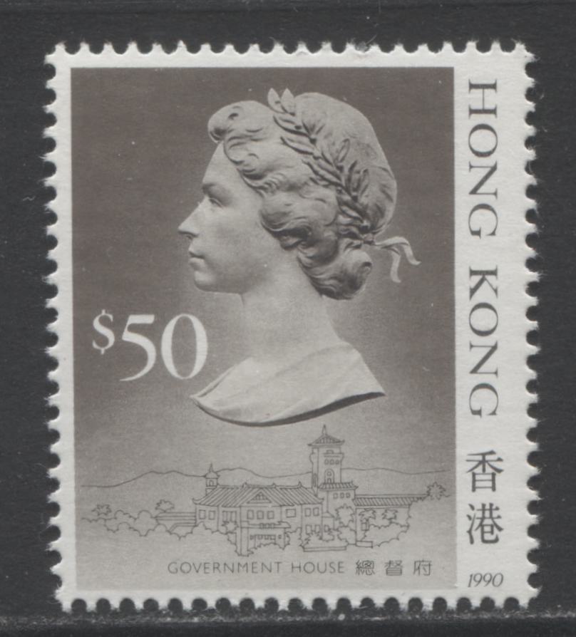 Lot 51 Hong Kong SC#504a $50 Gray 1990 Queen Elizabeth II "Harbour Scene" Definitives, A VFNH Example, Click on Listing to See ALL Pictures