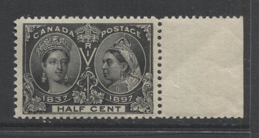 Lot 51 Canada #50 1/2c Black Queen Victoria, 1897 Diamond Jubilee Issue, A VFNH Single With A Dot And Scratch In R, And A Dot In V