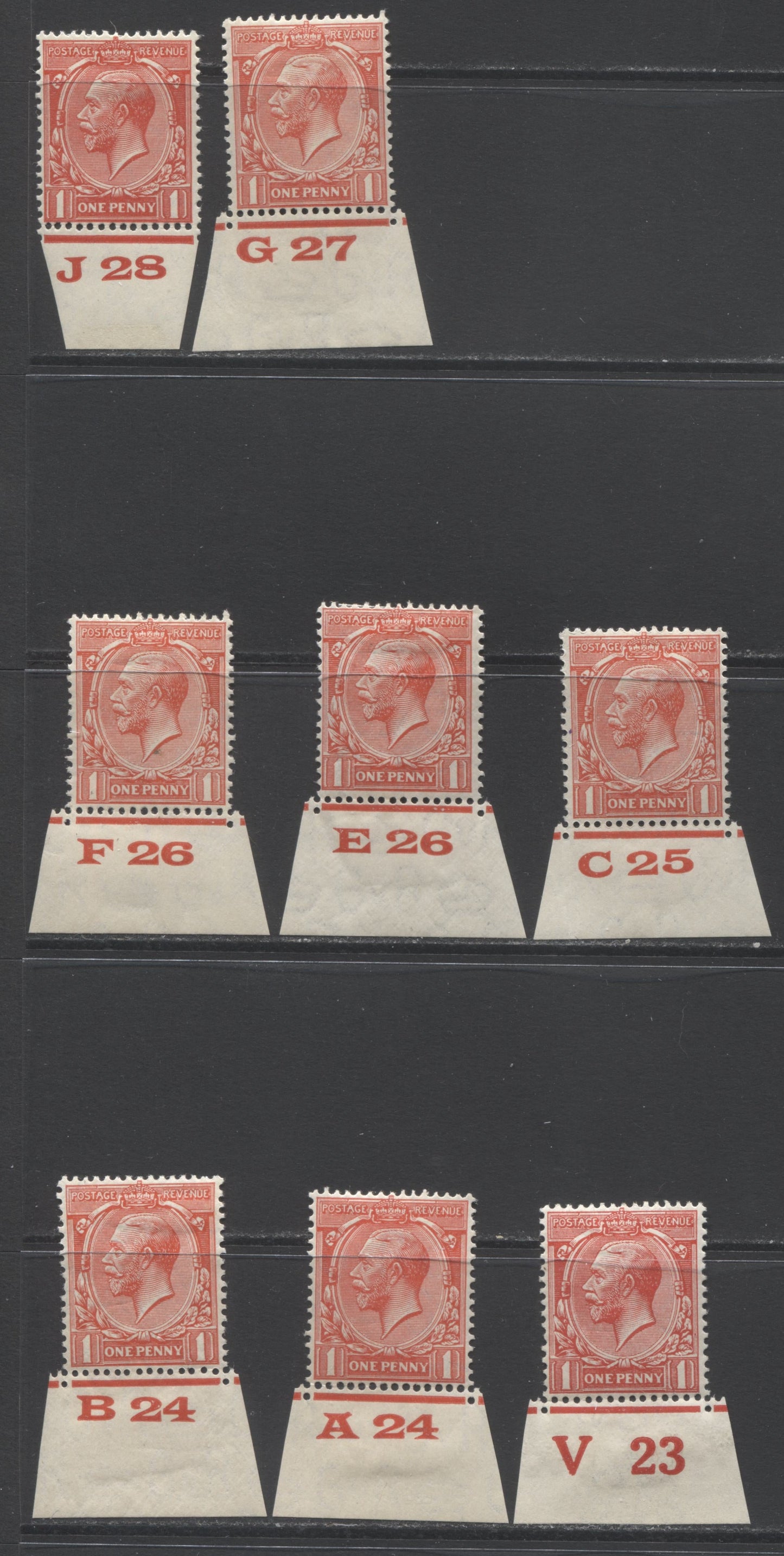 Lot 51 Great Britain SC#188/ 1924-1934 King George V Block Cypher Profile Head Issue, A F/VFOG Range Of Singles, 2017 Scott Cat. $4 USD, Click on Listing to See ALL Pictures