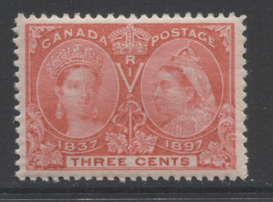Lot 53 Canada #53 3c Bright Rose Queen Victoria, 1897 Diamond Jubilee Issue, A VFLH Single