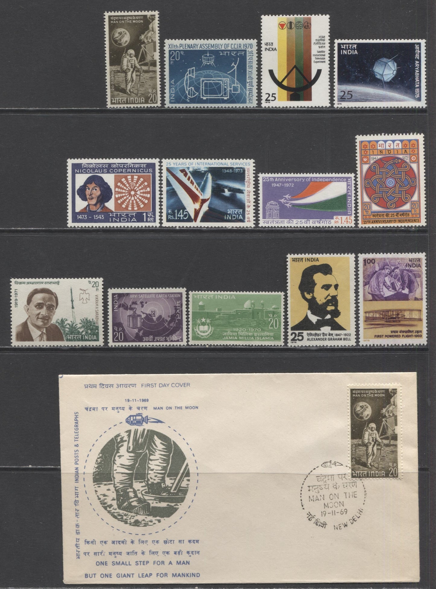 Lot 53 India SC#503/815 1969-1978 Commemoratives, A VFNH Range Of Singles & FDC, 2017 Scott Cat. $18.55 USD, Click on Listing to See ALL Pictures