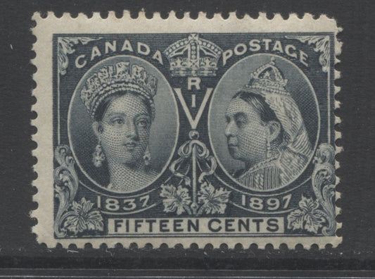 Lot 57 Canada #58 15c Steel Blue Queen Victoria, 1897 Diamond Jubilee Issue, A Very Good NH Single, Fingerprint On Gum, So Valued As LH