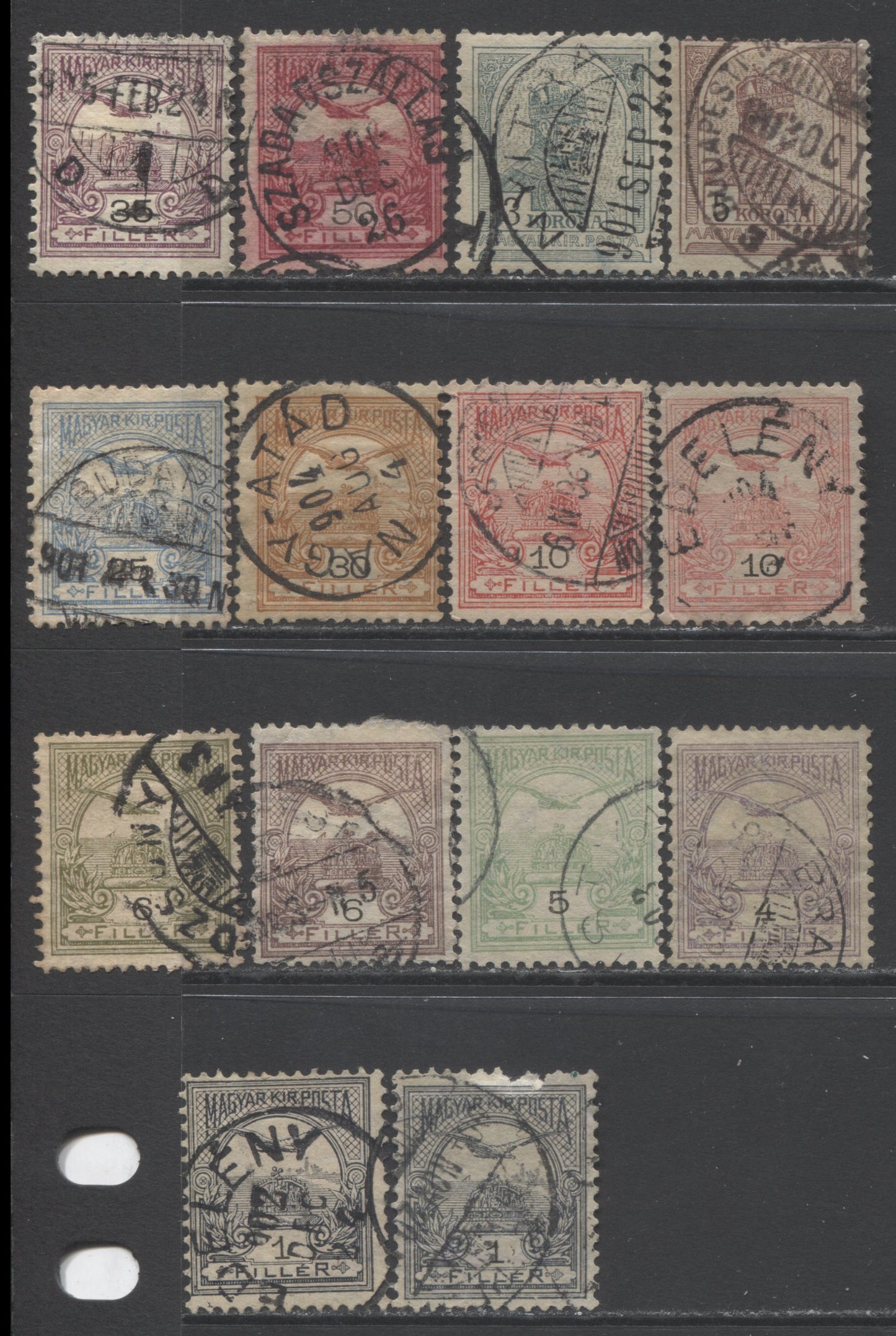 Lot 58 Hungary SC#47/66 1900-1904 Turul & Crown Of St. Stephen Issue With Crown in Circle Watermark, A F/VF Used Range Of Singles, 2017 Scott Cat. $49.3 USD, Click on Listing to See ALL Pictures