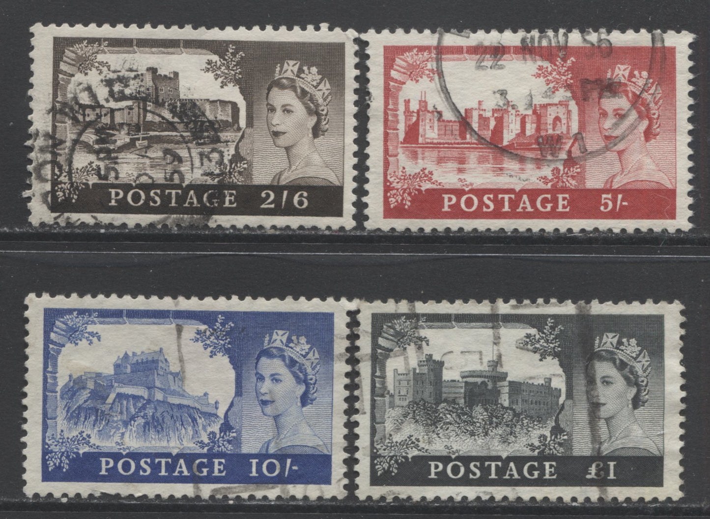 Lot 60 Great Britain SC#309-312 1955-1967 Castle Definitives, A Fine Used Range Of Singles, 2017 Scott Cat. $20 USD, Click on Listing to See ALL Pictures