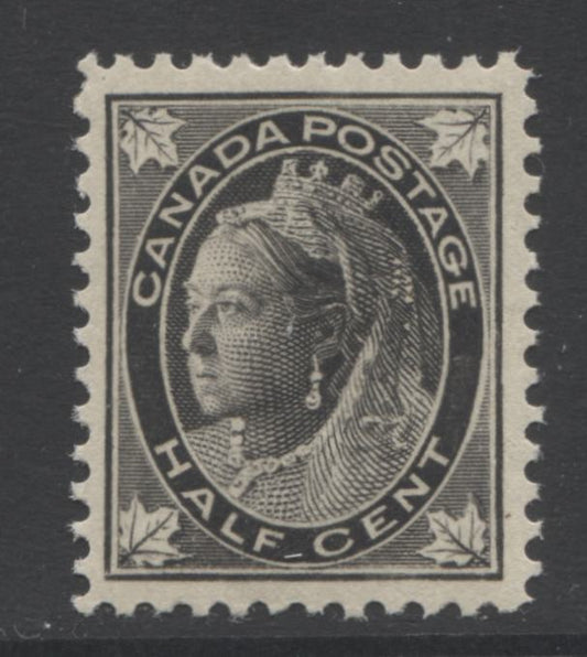 Lot 61 Canada #66 1/2c Black Queen Victoria, 1897-1898 Maple Leaf Issue, A VFNH Single On Thicker Vertical Cream Wove Paper