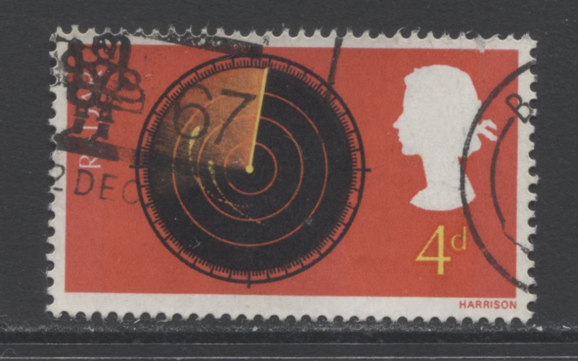 Lot 61 Great Britain SC#518 4d Red 1967 Technological Innovations issue, A Fine Used Example, of the "Broken Scale" Variety, Click on Listing to See ALL Pictures