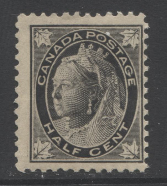 Lot 62 Canada #66i 1/2c Black Queen Victoria, 1897-1898 Maple Leaf Issue, A Fine NH Single With Major Re-Entry At Pos. 1L1