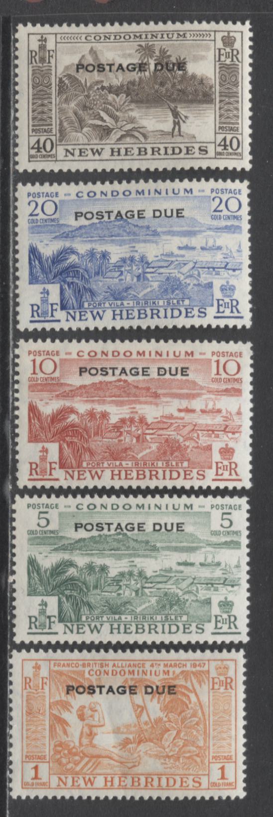 Lot 62 New Hebrides SC#J16-J20 1957 Postage Dues, A VFNH Range Of Singles, 2017 Scott Cat. $4.35 USD, Click on Listing to See ALL Pictures