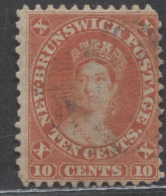 Lot 62 New Brunswick #9 10c Vermillion Queen Victoria, 1860 Cents Issue, A Very Good Used Single, Perf 12.1 x 11.75
