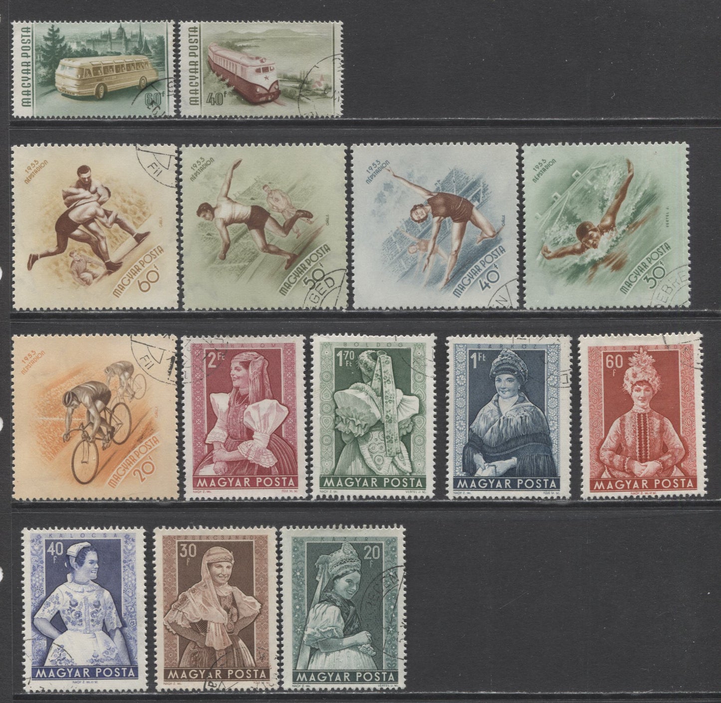 Lot 64 Hungary SC#1062/1281 1953-1959 Commemoratives & Definitives, A VF Used Range Of Singles, 2017 Scott Cat. $19.15 USD, Click on Listing to See ALL Pictures