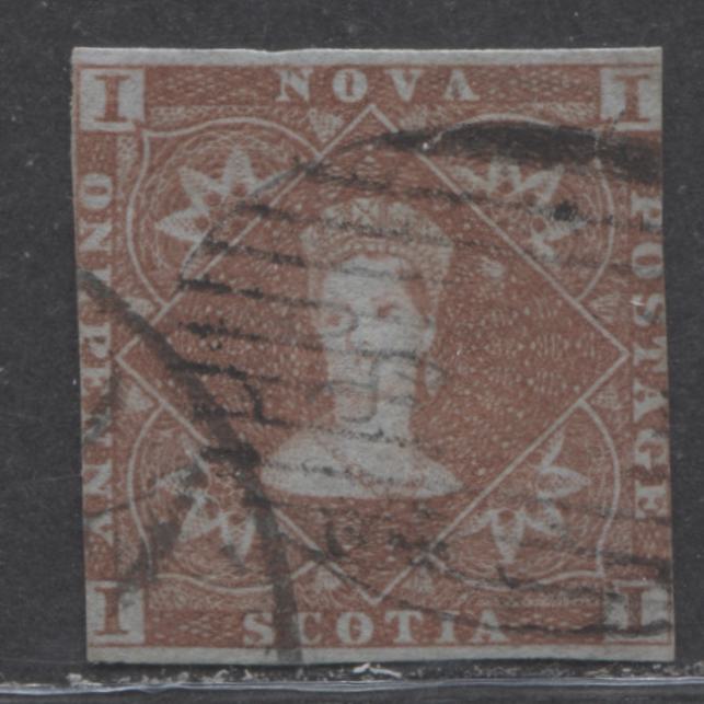 Lot 65 Nova Scotia #1 1d Red Brown Queen Victoria, 1851-1857 Pence Issue, A Fair Used Single