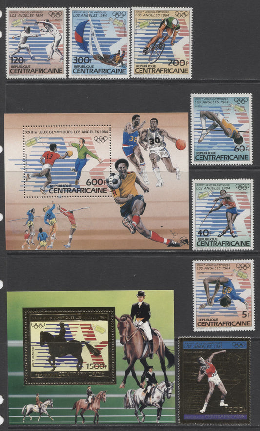 Lot 66 Central African Republic SC#599-605B 1983-1984 Los Angeles Olympics Issue, A VFNH Range Of Singles & Souvenir Sheets, 2017 Scott Cat. $58.2 USD, Click on Listing to See ALL Pictures