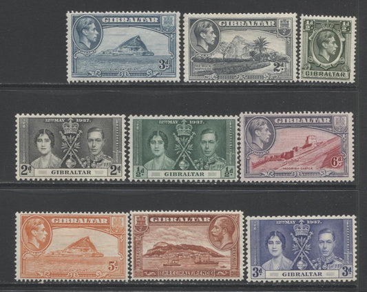 Lot 66 Gibraltar SC#97/113 1931-1940 Definitives and Coronation Issue, A F/VFOG Range Of Singles, 2017 Scott Cat. $15.9 USD, Click on Listing to See ALL Pictures