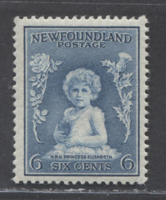 Lot 66 Newfoundland #192 6c Dull Blue Princess Elizabeth, 1932-1937 Resources Issue, A FNH Single