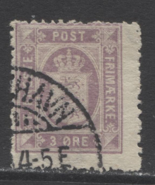 Lot 66 Denmark SC#O6 3o Violet 1875 Official Issue, A Very Good Used Example, Click on Listing to See ALL Pictures