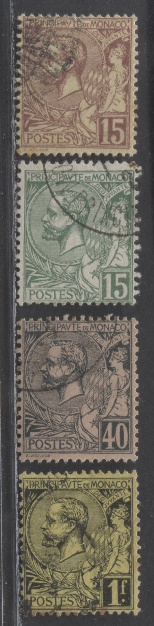 Lot 66 Monaco SC#18/26 1891-1921 Prince Albert I Issue, 4 Very Good/Fine Used Singles, Click on Listing to See ALL Pictures, 2022 Scott Classic Cat. $40 USD