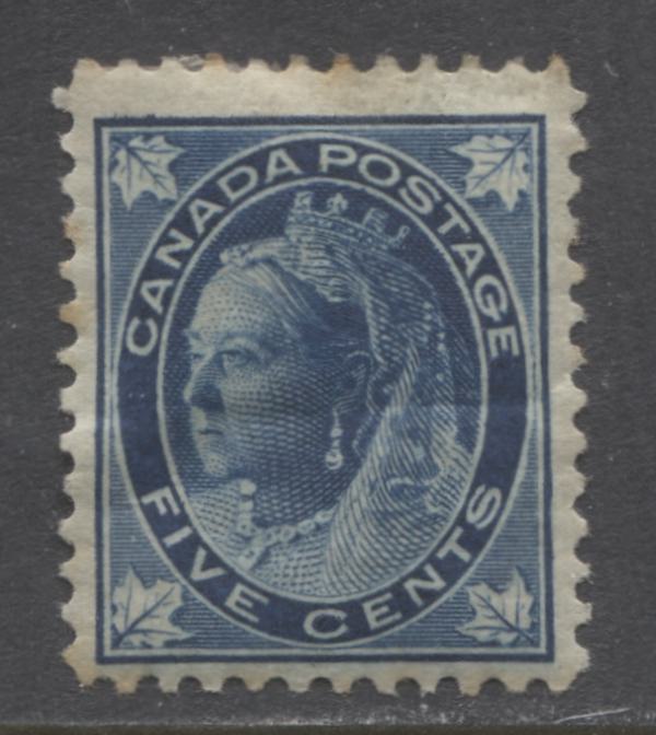 Lot 67 Canada #70 5c Dark Blue Queen Victoria, 1897-1898 Maple Leaf Issue, A Fine OG Single On Bluish Horizontal Wove Paper