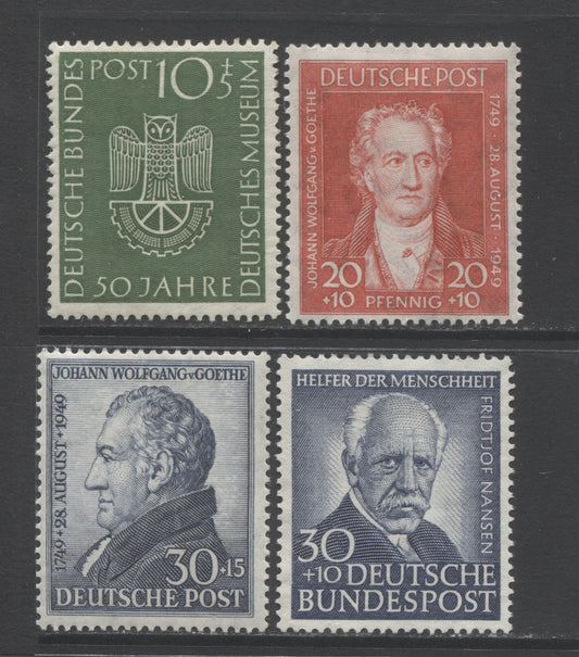 Lot 68 Germany SC#B307-308, B331, B337 1949-1953 Semi-Postals, 4 Fine/Very Fine OG Singles. Perf 14, 2017 Scott Cat $20.50 USD