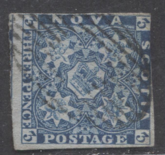 Lot 68 Nova Scotia #2b 3d Pale Blue Heraldry, 1851-1857 Pence Issue, A Very Good Used Single