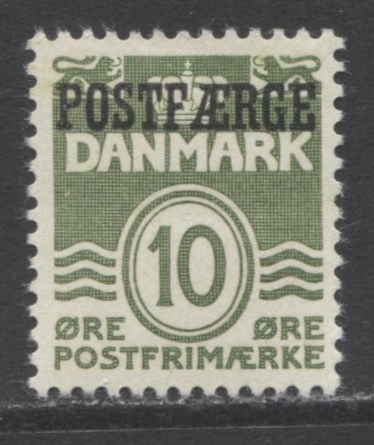 Lot 68 Denmark SC#Q1 10o Green 1922 Parcel Post Overprint on Numeral Definitive, A VFOG Example, Click on Listing to See ALL Pictures