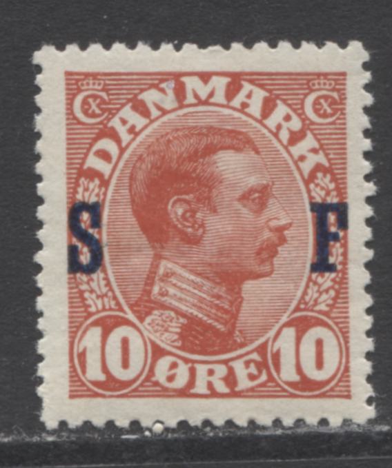 Lot 69 Denmark SC#M2 10o Red 1917 Military Stamp Overprint on King Christian X Definitive, A VFLH Example, Click on Listing to See ALL Pictures