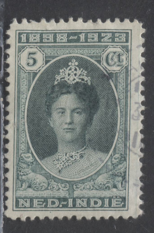 Lot 69 Netherland Indies SC#151a 5ct Green 1923 Definitives, Scarce Perf 11.5 x 11, A Very Good Used Example, Click on Listing to See ALL Pictures, Estimated Value $30 USD