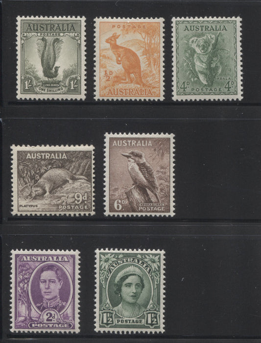 Lot 69 Australia SG#230/239a 1/2d - 1/- 1937-1949 King George VI and Zoological Series, Fine NH and VFNH Examples of the Unwatermarked Printings, SG Cat. 39.95 GBP = $68.10