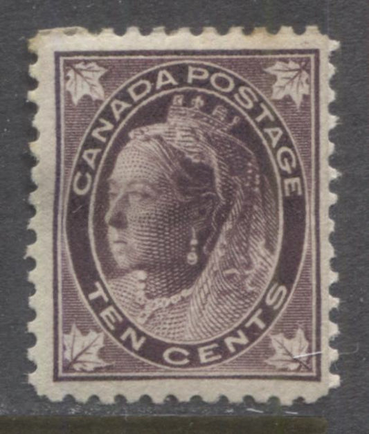 Lot 70 Canada #73 10c Brown Violet Queen Victoria, 1897-1898 Maple Leaf Issue, A Fine OG Single With A Weak Transfer At Bottom