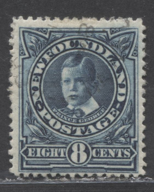 Lot 7 Newfoundland #110 8c Blue Prince George, 1911 Royal Family Issue, A Fine Used Single With Re-Entry