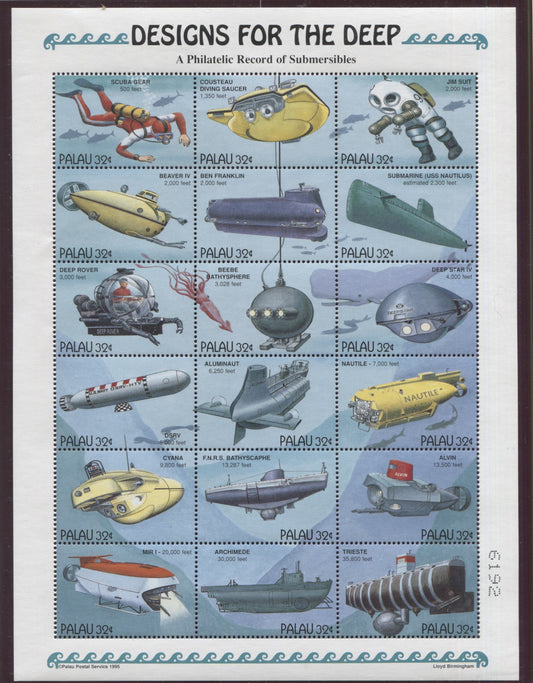 Lot 7 Palau SC#372 32c Multicolured 1995 Submersibles Issue, A VFNH Example, Click on Listing to See ALL Pictures