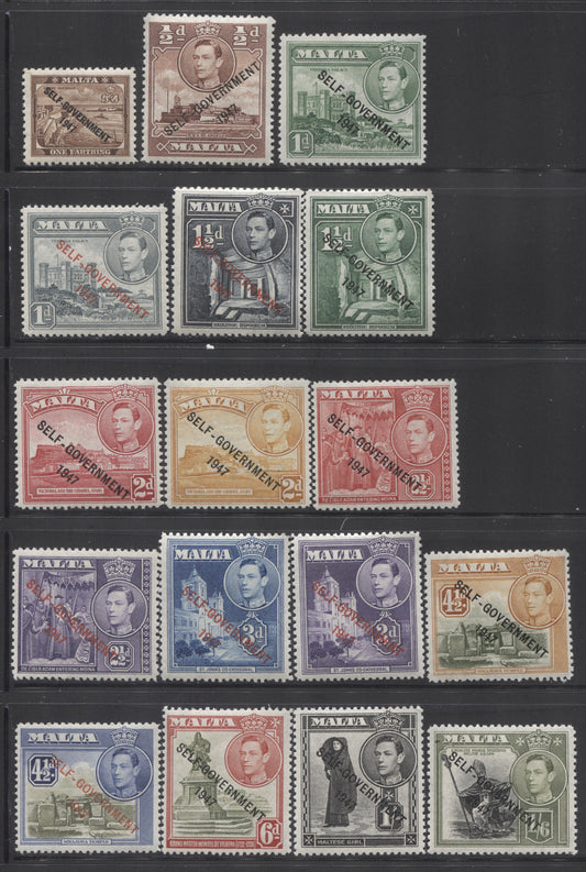 Lot 7 Malta SG#234-244 1938-1943 King George VI Pictorial Definitive Issue, A Partial Fine NH and VFNH Set From The 1/4d To 1/6s Values, Mult Script CA WMK, Perf 12.5, SG Cat. 22.55 GBP = $38.79