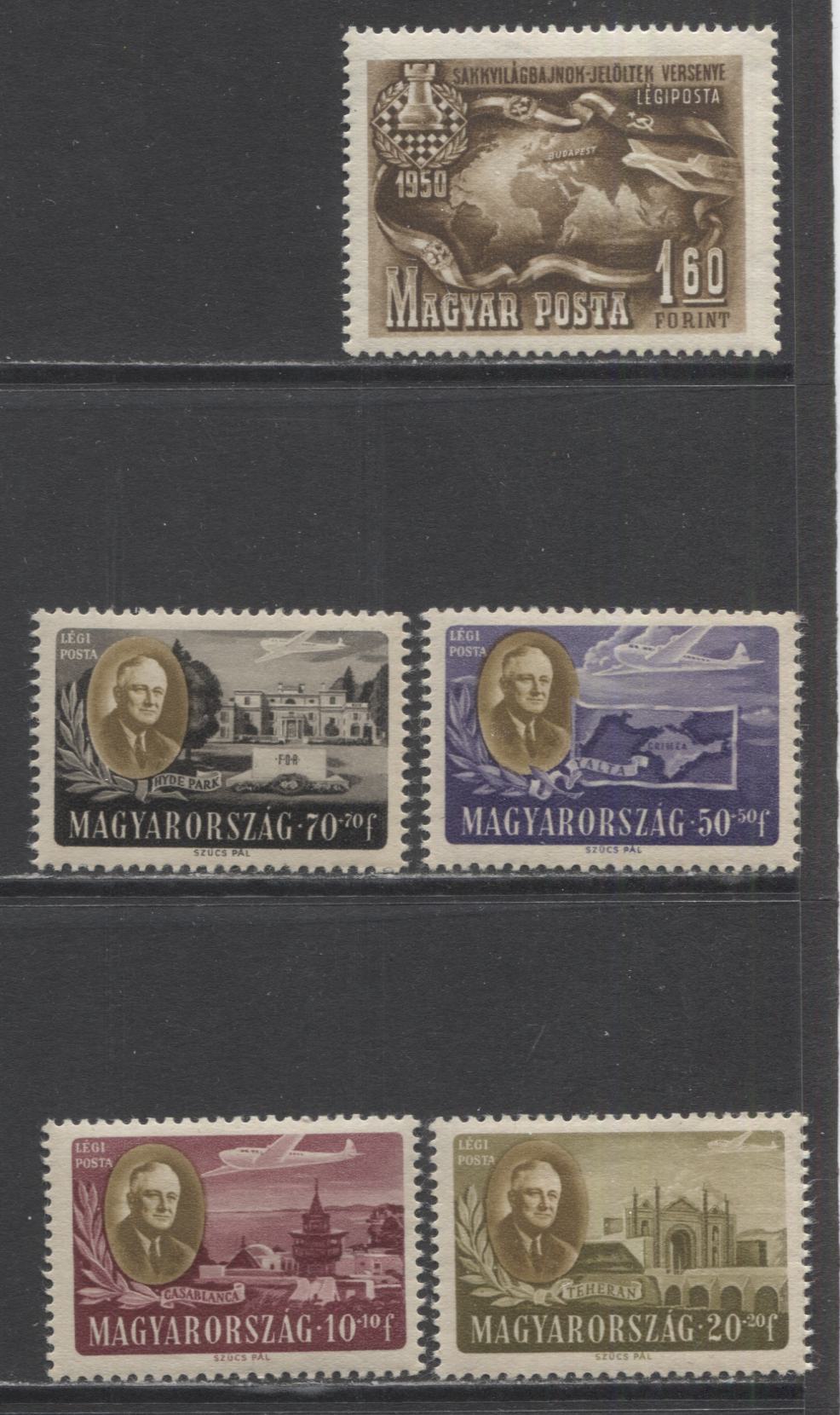 Lot 71 Hungary SC#CB1/C69 1947-1951 Roosevelt & Others & Semi Postal Airmails & Airmails, A VFNH & LH Range Of Singles, 2017 Scott Cat. $16.5 USD, Click on Listing to See ALL Pictures